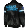 Alternative view of Carolina Panthers The Power Forward Starter Black Satin Varsity Jacket