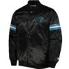 Carolina Panthers The Power Forward Starter Black Satin Varsity Jacket