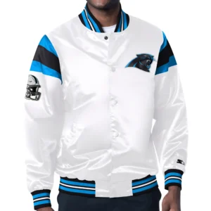 Carolina Panthers Full-Snap Satin Varsity Jacket