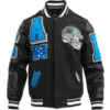 Carolina Panthers Patches Black Mashup Wool & Leather Varsity Jacket