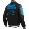 Carolina Panthers Patches Black Mashup Wool & Leather Varsity Jacket - Image 4