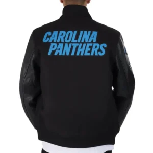 Alternative view of Carolina Panthers Team Players Wool & Leather Black Varsity Jacket