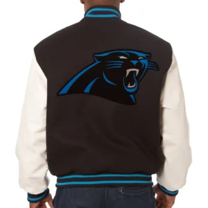 Alternative view of Carolina Panthers Two Tone Wool & Leather Varsity Jacket
