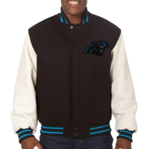 Carolina Panthers Two Tone Wool & Leather Varsity Jacket