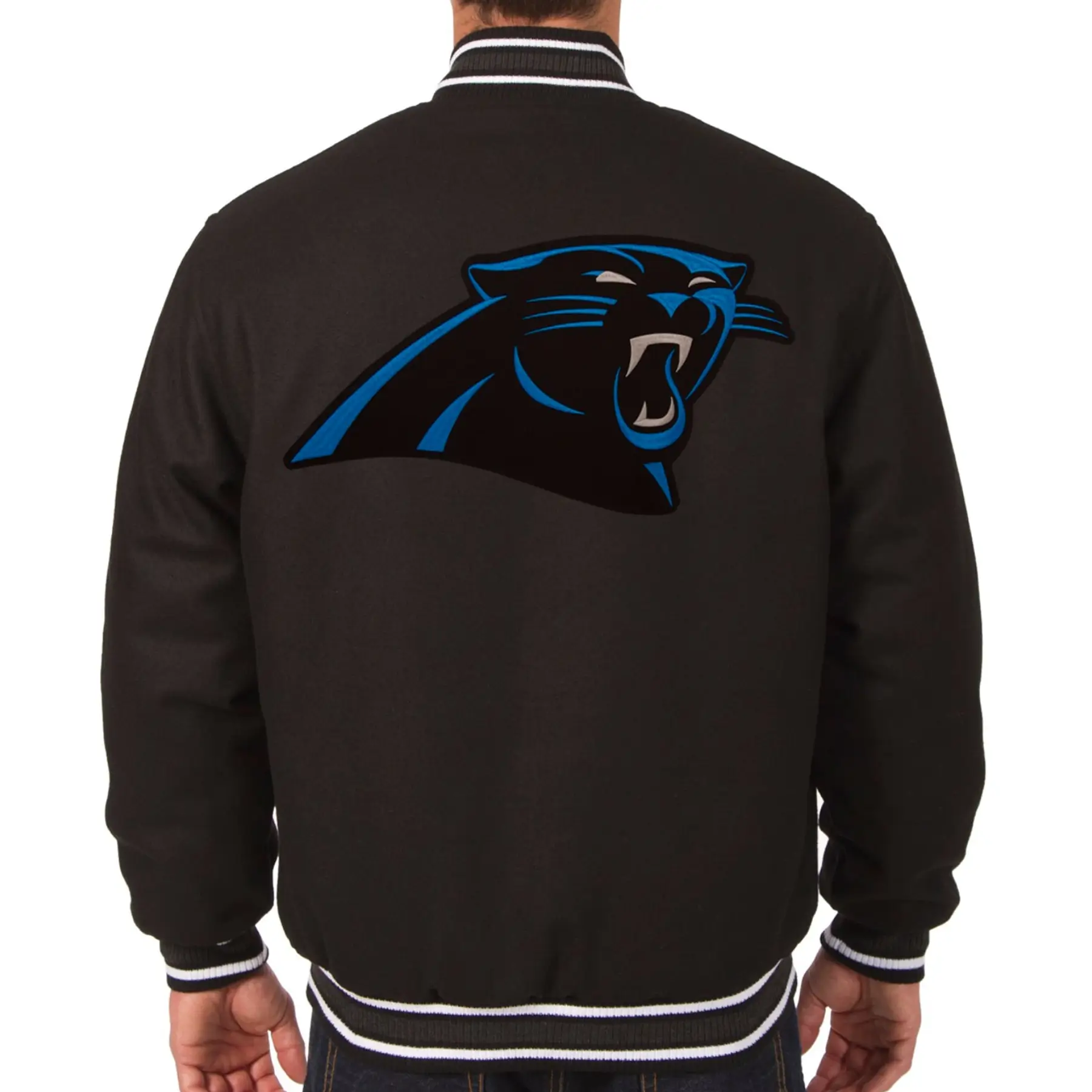 Carolina Panthers Full Wool One Color Varsity Jacket - Image 2