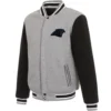 Carolina Panthers Full Wool Two Tone Varsity Jacket Gray & Black