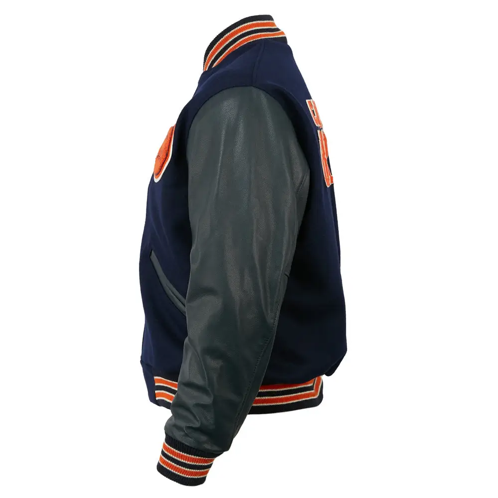 Chicago Bears 1958 Letterman Authentic Navy/Black Wool & Leather Varsity Jacket - Image 3
