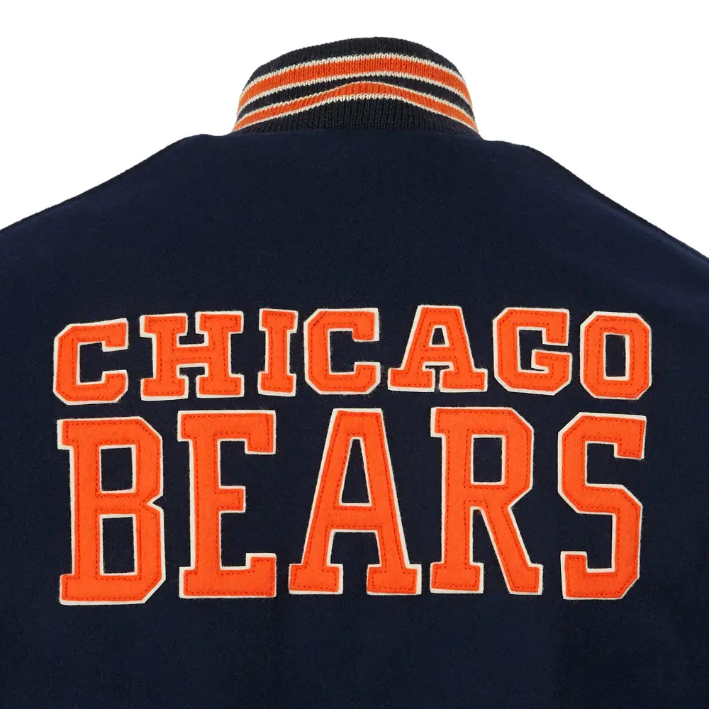 Chicago Bears 1958 Letterman Authentic Navy/Black Wool & Leather Varsity Jacket - Image 5