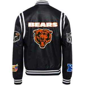 Alternative view of Chicago Bears Jeff Hamilton Full Black Leather Varsity Jacket