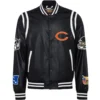 Chicago Bears Jeff Hamilton Full Black Leather Varsity Jacket