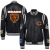 Chicago Bears Jeff Hamilton Full Black Leather Varsity Jacket - Image 3