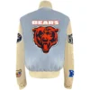 Chicago Bears Baby Blue Stand Up Collar Wool & Leather Varsity Jacket - Image 2