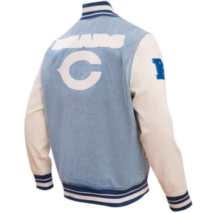 Alternative view of Chicago Bears Pro Standard Blues Denim & Leather Varsity Jacket