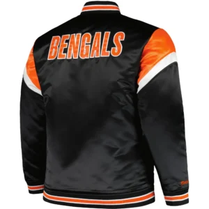 Alternative view of Cincinnati Bengals Cooperstown Heavyweight Satin Full-Snap Black Varsity Jacket