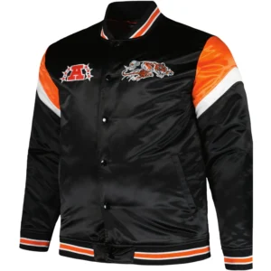 Cincinnati Bengals Cooperstown Heavyweight Satin Full-Snap Black Varsity Jacket