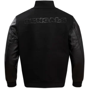 Alternative view of Cincinnati Bengals Classic Rib Black Wool & leather Varsity Jacket
