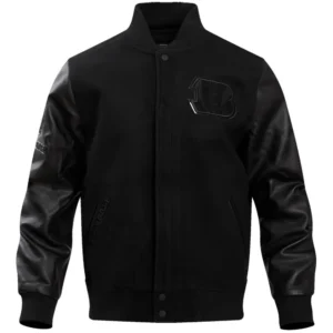 Cincinnati Bengals Classic Rib Black Wool & leather Varsity Jacket