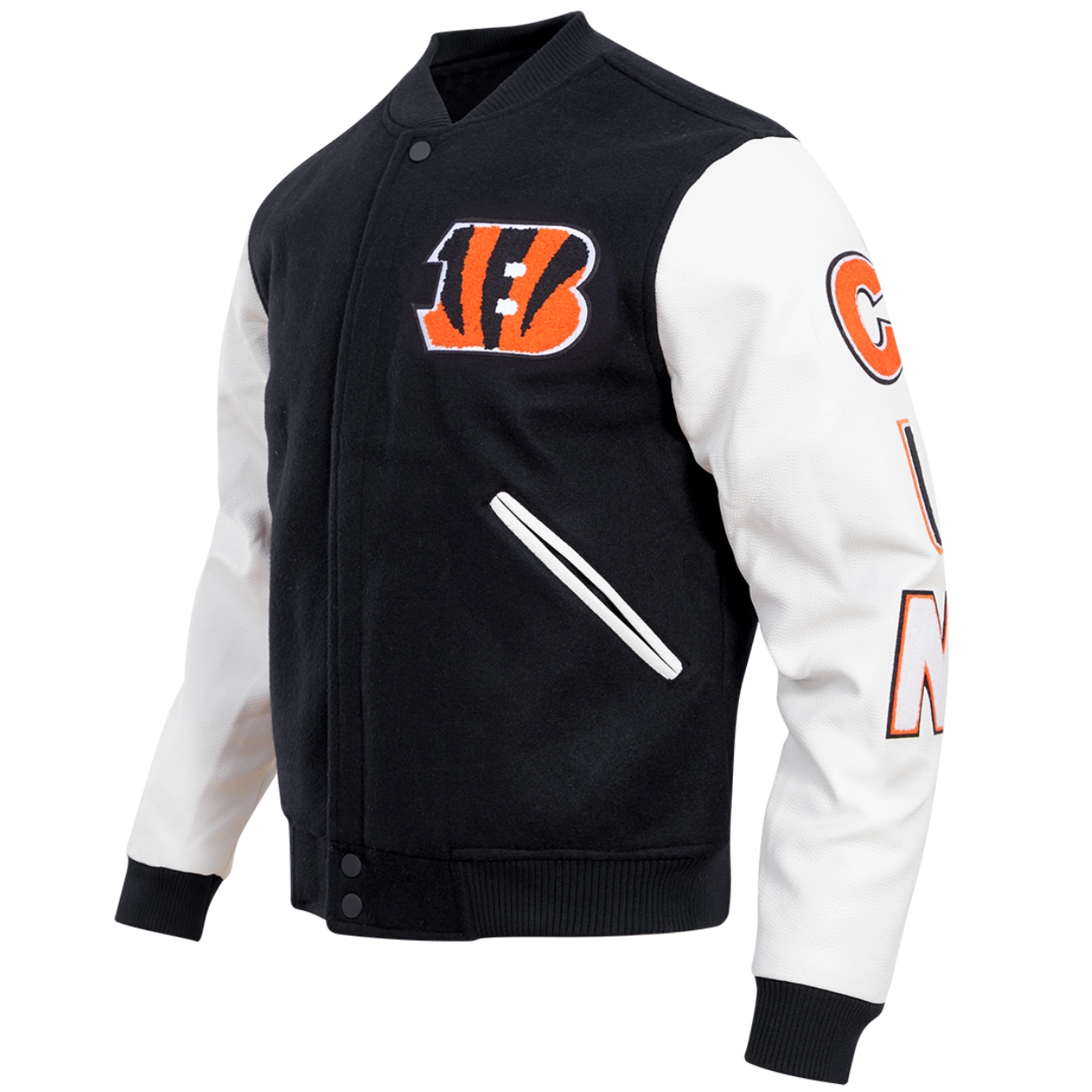 Cincinnati Bengals Classic Rib Wool & leather Varsity Jacket - Image 3