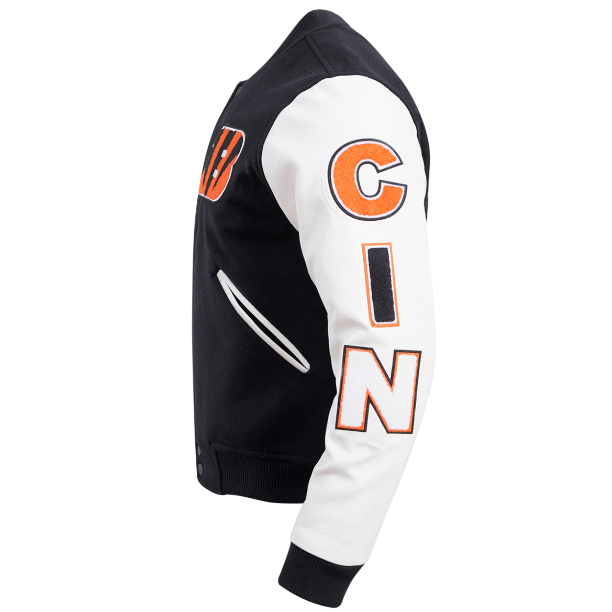 Cincinnati Bengals Classic Rib Wool & leather Varsity Jacket - Image 4