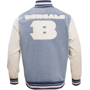 Alternative view of Cincinnati Bengals Blues Denim & Leather Varsity Jacket