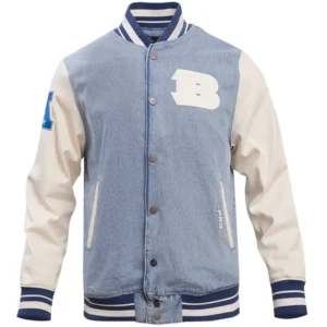 Cincinnati Bengals Blues Denim & Leather Varsity Jacket