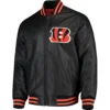 Cincinnati Bengals G-III Sports by Carl Banks Black Stiff Pleather Varsity Jacket