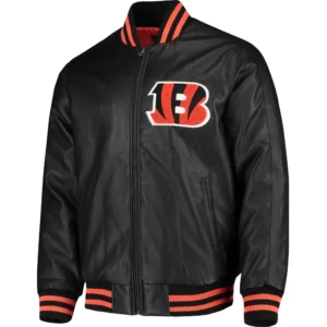 Cincinnati Bengals G-III Sports by Carl Banks Black Stiff Pleather Varsity Jacket