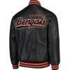 Cincinnati Bengals G-III Sports by Carl Banks Black Stiff Pleather Varsity Jacket - Image 3