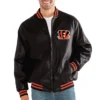Cincinnati Bengals G-III Sports by Carl Banks Black Stiff Pleather Varsity Jacket - Image 2