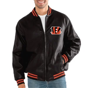 Alternative view of Cincinnati Bengals G-III Sports by Carl Banks Black Stiff Pleather Varsity Jacket