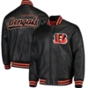 Cincinnati Bengals G-III Sports by Carl Banks Black Stiff Pleather Varsity Jacket - Image 5