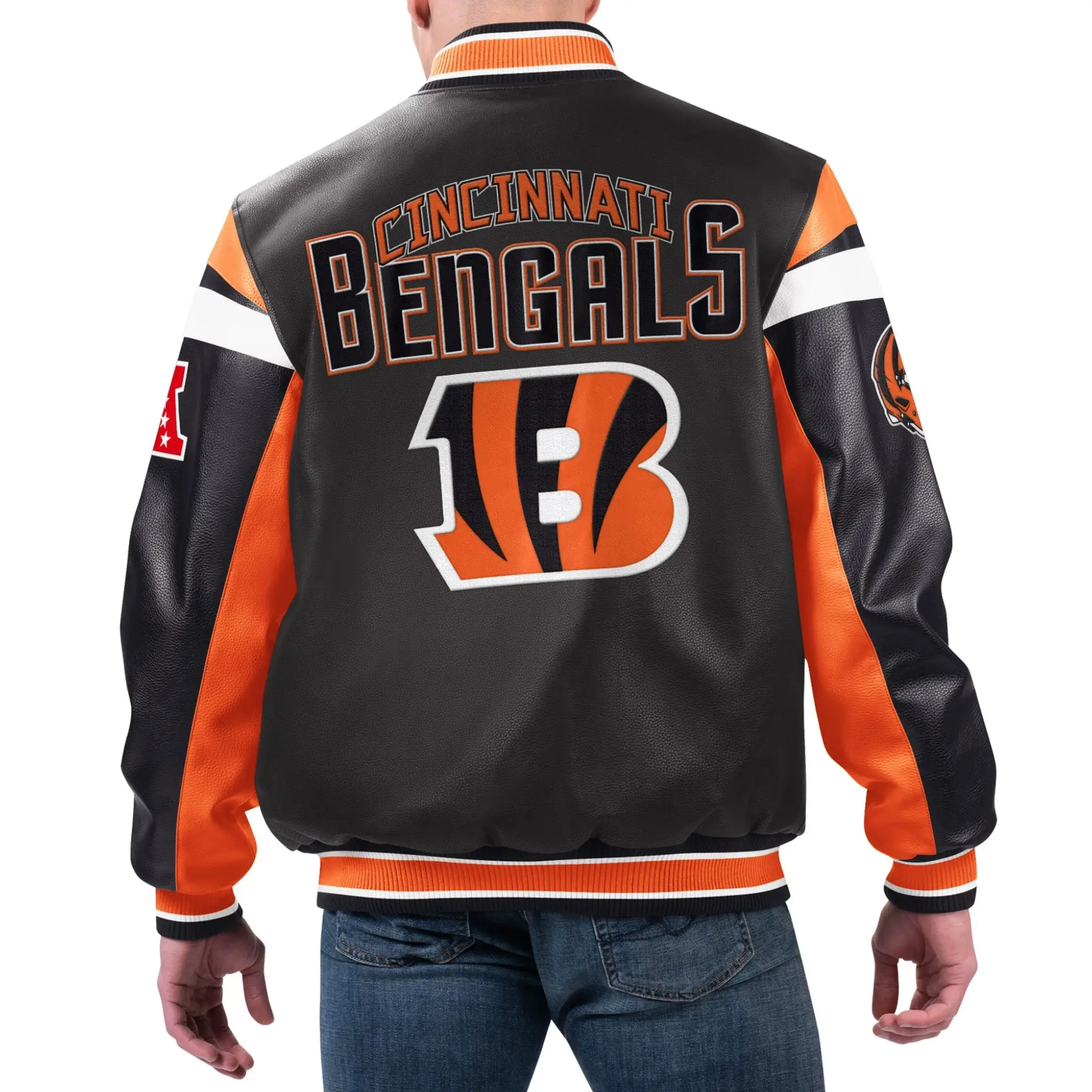 Cincinnati Bengals G-III Sports by Carl Banks Full-Zip Leather Varsity Jacket - Image 2