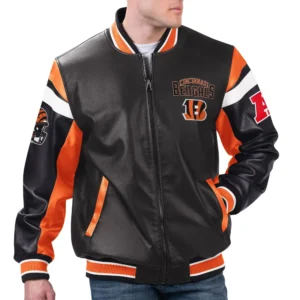 Cincinnati Bengals G-III Sports by Carl Banks Full-Zip Leather Varsity Jacket