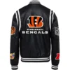 Cincinnati Bengals Jeff Hamilton Full Black Leather Varsity Jacket - Image 2