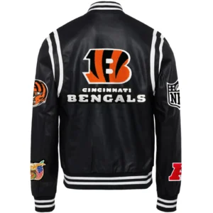 Alternative view of Cincinnati Bengals Jeff Hamilton Full Black Leather Varsity Jacket