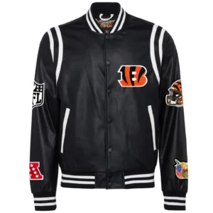 Cincinnati Bengals Jeff Hamilton Full Black Leather Varsity Jacket