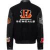 Cincinnati Bengals Jeff Hamilton Black Wool & Leather Varsity Jacket - Image 2