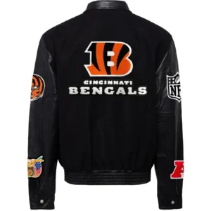Alternative view of Cincinnati Bengals Jeff Hamilton Black Wool & Leather Varsity Jacket