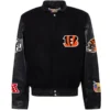 Cincinnati Bengals Jeff Hamilton Black Wool & Leather Varsity Jacket