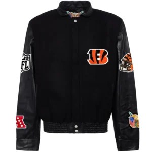 Cincinnati Bengals Jeff Hamilton Black Wool & Leather Varsity Jacket