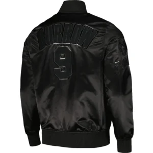 Alternative view of Cincinnati Bengals Joe Triple Black Burrow Black Satin Varsity Jacket