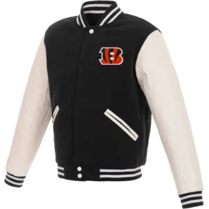 Cincinnati Bengals Letterman Wool & Faux Leather Varsity Jacket