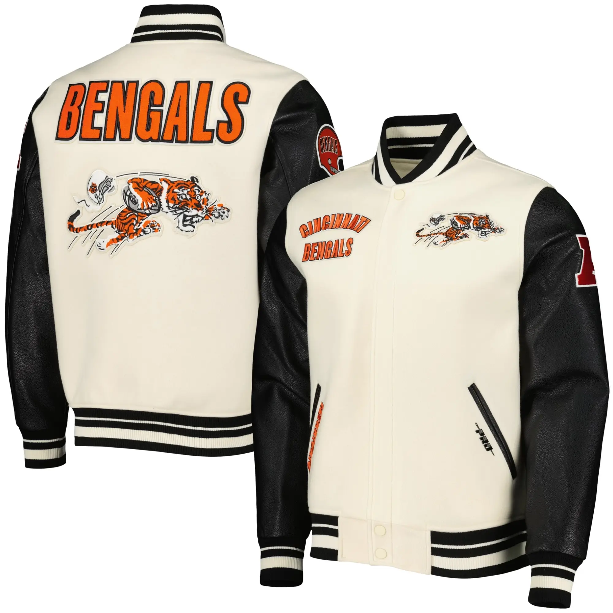 Cincinnati Bengals Retro Classic Wool & Leather Varsity Jacket - Image 3