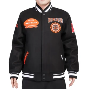 Cincinnati Bengals Script Tail Rib Knitted Wool Varsity Jacket