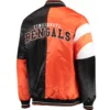 Cincinnati Bengals Leader Vintage Satin Full-Snap Varsity Jacket Black & Orange - Image 2