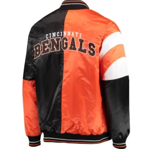 Alternative view of Cincinnati Bengals Leader Vintage Satin Full-Snap Varsity Jacket Black & Orange