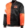 Cincinnati Bengals Leader Vintage Satin Full-Snap Varsity Jacket Black & Orange