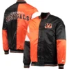 Cincinnati Bengals Leader Vintage Satin Full-Snap Varsity Jacket Black & Orange - Image 3