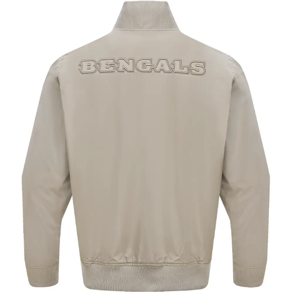 Cincinnati Bengals Starter Neutral Vintage Satin Varsity Zipper Jacket - Image 2