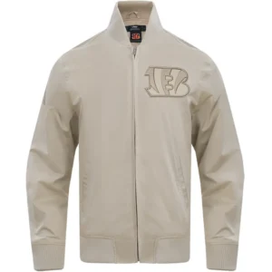Cincinnati Bengals Starter Neutral Vintage Satin Varsity Zipper Jacket